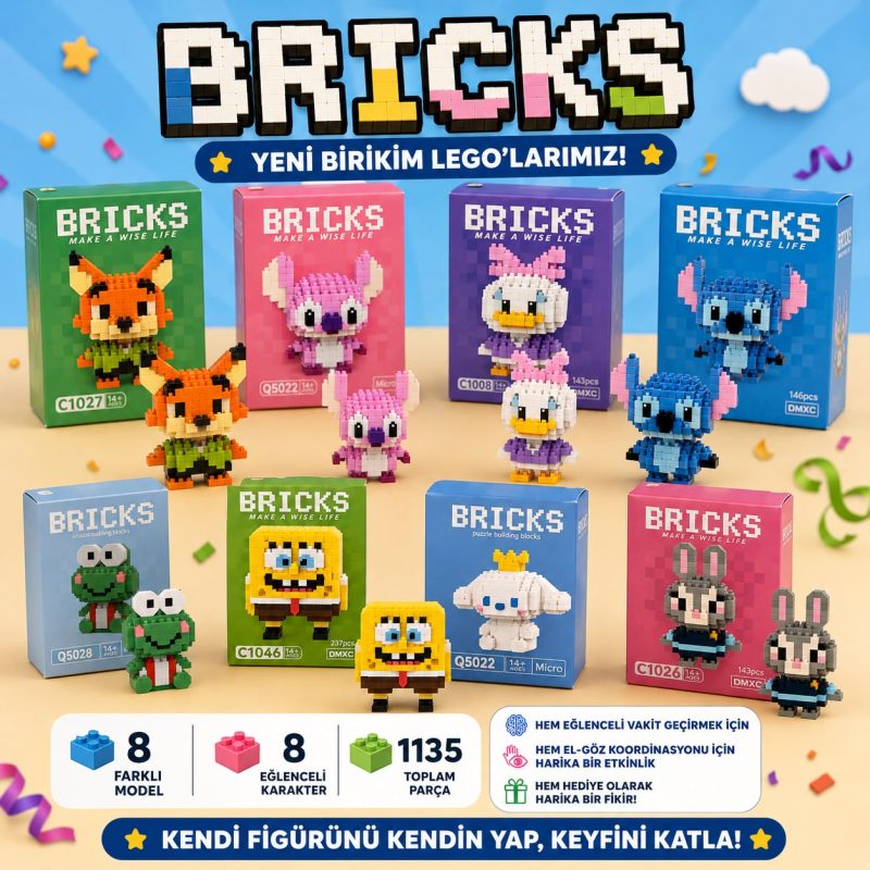 Bricks Micro Karakter Yapboz – 15 farklı model mini yapı bloğu figürü